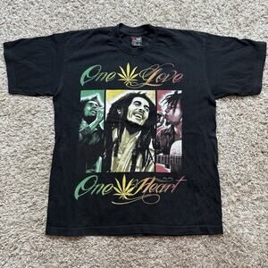 Vintage Bob Marley One Love One Heart Rap Tee Band Black T-Shirt Men’s Size L